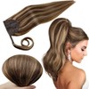 RUNATURE Real Hair Braid Extensions, Dark Brown with Dark Blonde