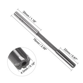 QUARKZMAN Drill Bit 4.5mm, H7 HSS Lathe Drill Bit with 6 Straight Cutting Edges, Round Shank Milling Tool, Metric Reamer Drill Bit for Stainless Steel Metal Hole