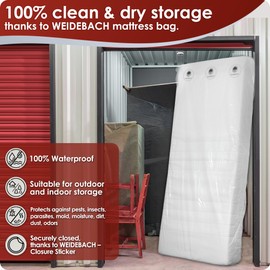 WEIDEBACH® Robust mattress cover, mattress bag for 180 x 200 cm king mattresses, storage bag for mattresses for storage and transport, mattress protective cover against odours and moisture