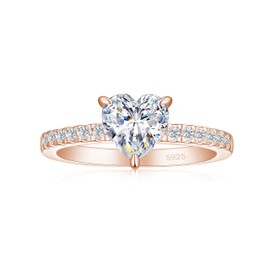 JALOKIVI 1.2CT 925 Sterling Silver Engagement Rings for Women Heart Cut Solitaire Cubic Zirconia Wedding Promise Rings for Her Size 7
