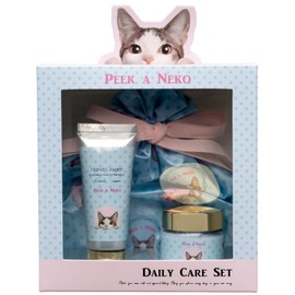 Cozy Company 172829 Hand Cream, Hand & Body Cream, Drawstring Bag Set, Fresh Sabon, Gift Box, Hand, Body Care, Cats, Bees, Cosmetics, Birthday, Women, Peeker, Cat, Blue, Gift Present
