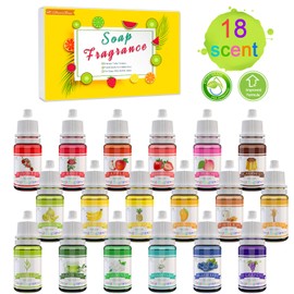 18 Soap Making Scent - Liquid Soap Fragrance Oils Set for DIY Bath Bomb, Soap Making Supplies, Slime - Concentrated Food Grade Soap Flavoring Bath Bomb Scents for Cosmetic, Crafts - 10ml/0.35oz Each