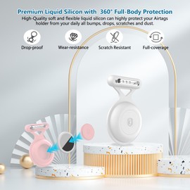 Aircawin for AirTag Holder Case with Brooch Pin,2 Packs Waterproof Hidden AirTag Case for Kids,Item Locator,Anti Lost GPS Tracker Item Finder for Child/Kids/Elderly/Clothing-White+Pink