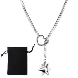 Laralily Slip Chain, Heart Slip Chain, Choke Chain Women, Comes with a Storage Bag, Fashionable and Versatile, Unisex, Suitable for Daily Travel, Friends Party, Romantic Date, Stainless Steel