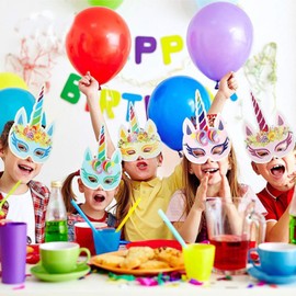 24Pcs Unicorn Paper Masks Unicorn Theme Party Supplies Kids Birthday Party Favors