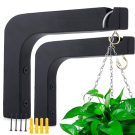Oradrem 2 Pack 5.9 inch Wooden Wall Hooks for Hanging Plants,Lanterns,Flower Bracket,Wind Chimes,Bird Feeders,Macrame Plant Hangers,Black