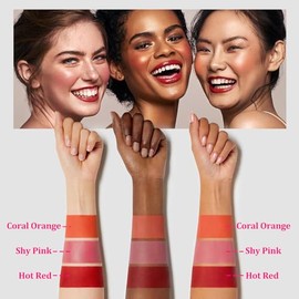 3 piezas de barra de colorete para mejillas, barra de maquillaje sólido mate multiusos para mejillas, ojos y labios, crema hidratante con tinte, color