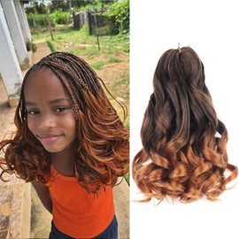 French Curl Braiding Hair 10 Inch Curly Braiding Hair Pre Stretched 8 Packs French Curl Crochet Braids for Box Braids with Curly Ends for Black Women (T30)