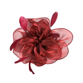 CCAIPU Flower Feather Fascinators Hat for Women, Elegant Flower Feathers Mesh Hats Ascot Hat Hair Accessories Wedding Hats (Red, One Size)