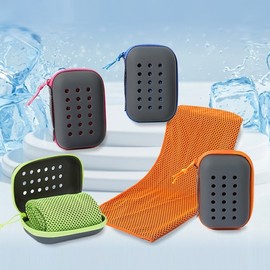 Square Case Cooling Sports Towel Set for Hiking and Fitness SW30003 Orange 2ea