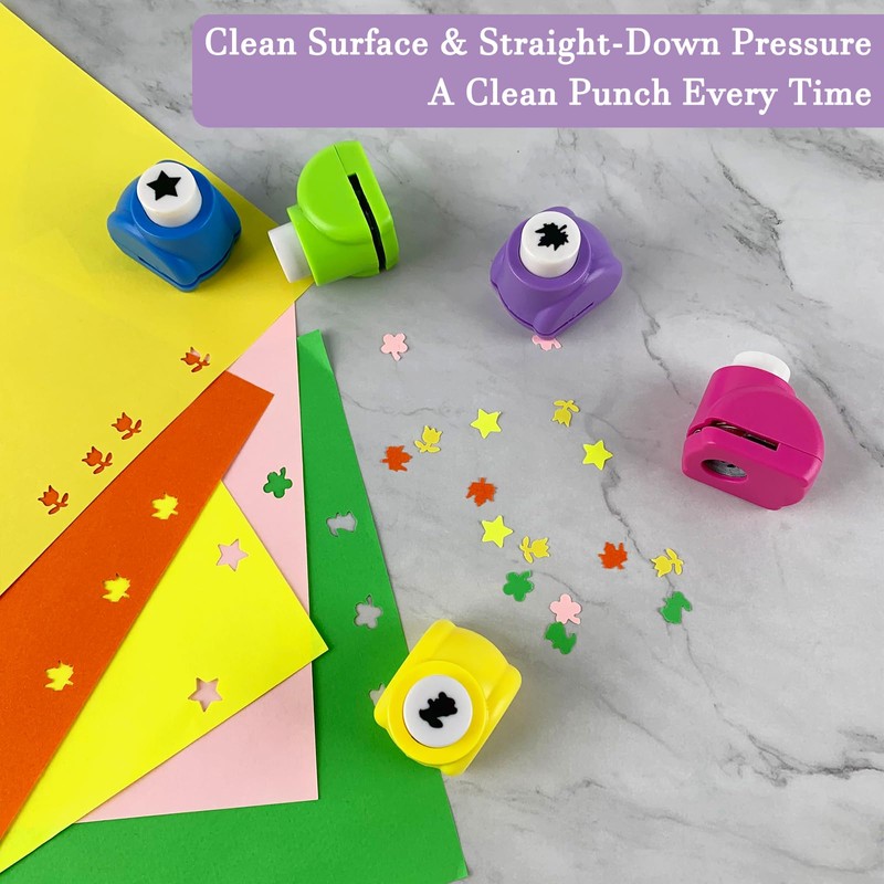 10 Pack Punch Craft Set, Colorful Crafts Hole Punch Shape,