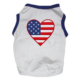 Petitebella - Vestido para Perro, diseño de corazón Americano, Color Blanco y Azul, Blanco, Pequeño
