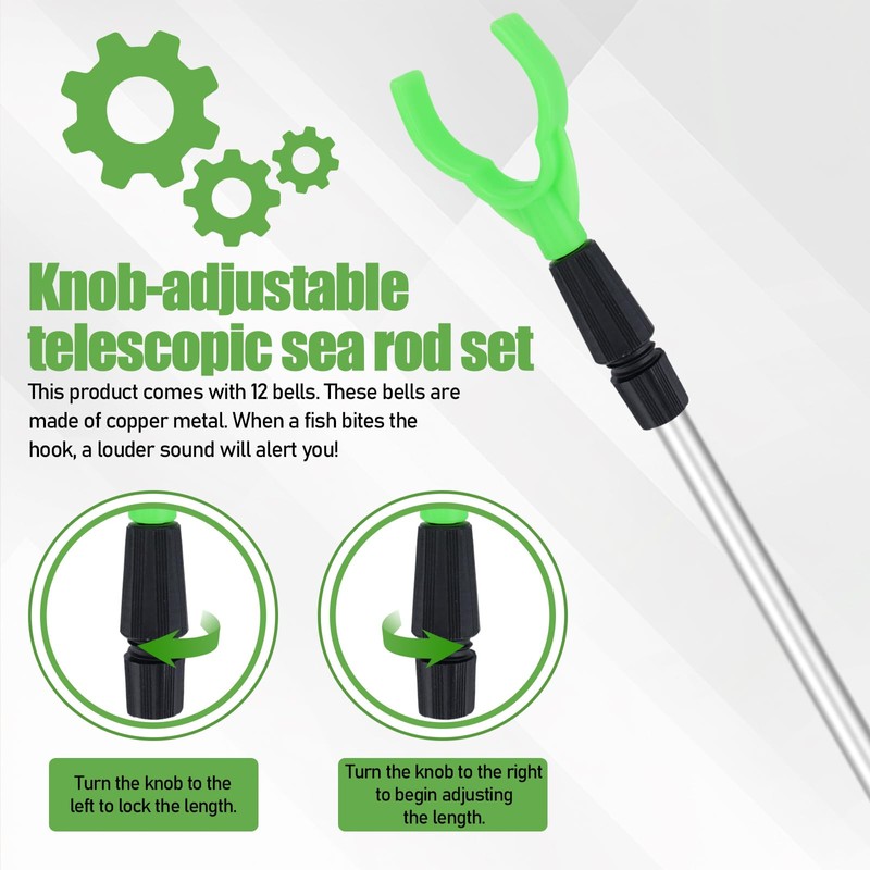 6 Packs Extendable Fishing Rod Holder for Ground Rack, Adjustable