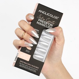 Anglicolor Press On Nails, Fits Perfectly, Reusable, 15 Sizes - 30 Nail Set, Includes 30 Nails, 2g Glue, 1 Manicure Stick, 1 Mini File (A109, 30 Pieces)