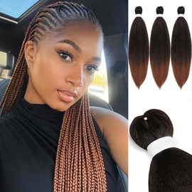 Pre Stretched Braiding Hair, 26 Inch Long Braiding Hair for Hair Braids,3 Packs Yaki Texture Synthetic For Women.(1B,26inch) (1b-27-30)
