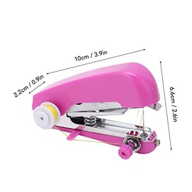 Pssopp Mini Single Stitch Handheld Sewing Machine, Pink, Hand Powered, Pocket Manual Sewing Machine, Light Weight, Ideal for DIY Crafts or Sewing Lovers