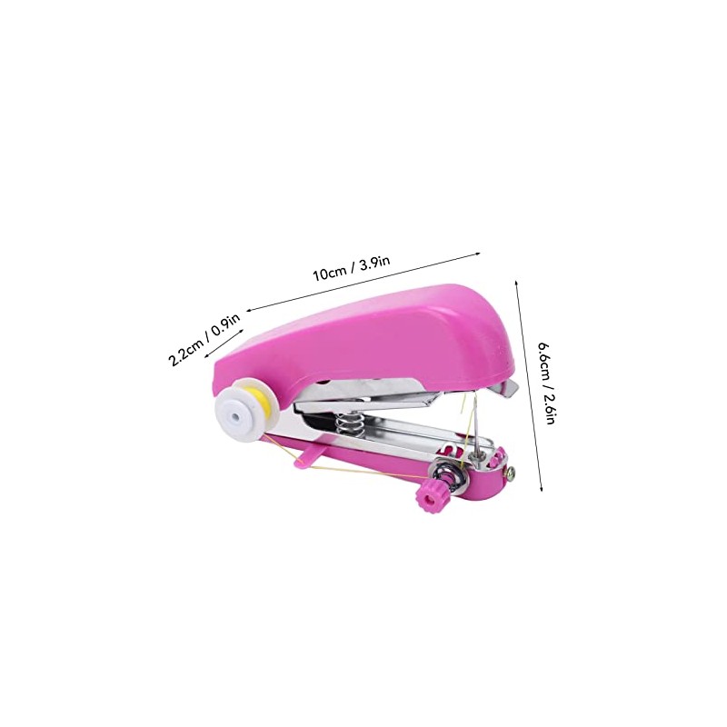 Pssopp Mini Single Stitch Handheld Sewing Machine, Pink, Hand Powered,