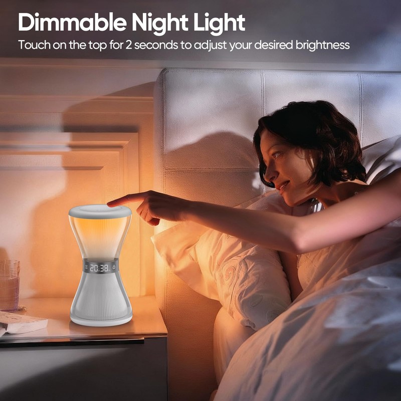 RGB Night Light Alarm Clock, Digital Alarm Clock with Hourglass