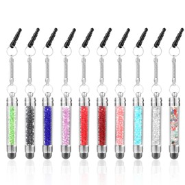JIEYAO 10 Pcs Mini Phone Stylus Pens, Colors Crystal Tablet Stylus, Short Touch Screen Pen with 3.5mm Jack Connector Portable Touchscreen Pens Universal Mobile Phone Pen for Smartphones Tablets