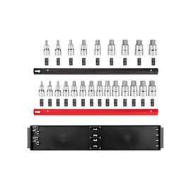 TEKTON 1/2 Inch Drive Hex Bit Socket Set with Rails and Tray, 23-Piece (1/4-3/4 in., 6-19 mm) | SHB92202