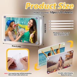 10 Pcs Acrylic Fridge Magnetic Frame, Clear Acrylic Photo Picture Frames Double Sided Photo Refrigerator Magnet Picture Frame for Refrigerator Display