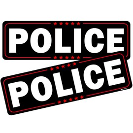 Police Car Magnetic Sign for Vehicles, Large Police Magnet for Car, Waterproof Car Sign Magnet for Security Off Duty Officers Assignment, 15.7 Inch x 5.3 Inch (Black-Police-2 Pack)