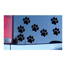 8 Dog Paw Prints Sticker Black - Dogs, Puppy, Pooch Lover