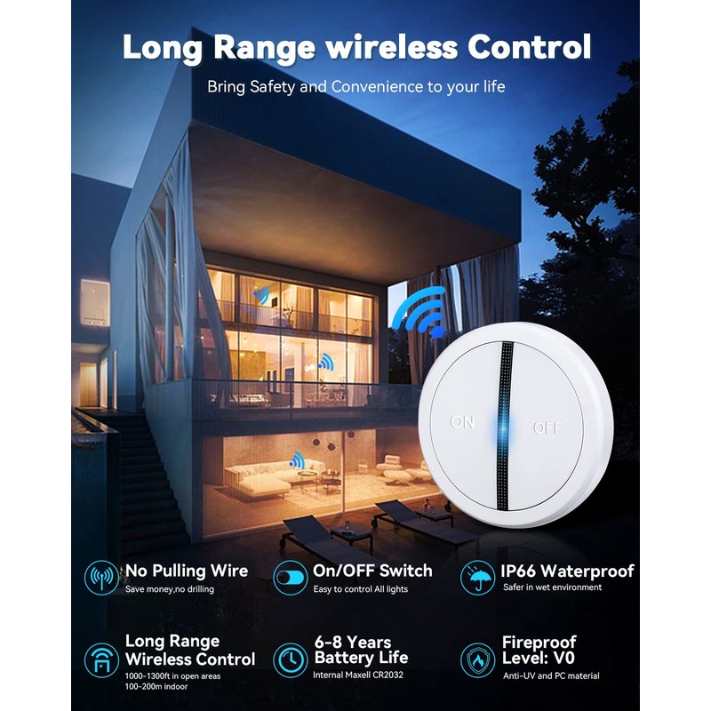 Wireless Switches for Lights, ELECTOP Magnetic Multi Way Remote Control