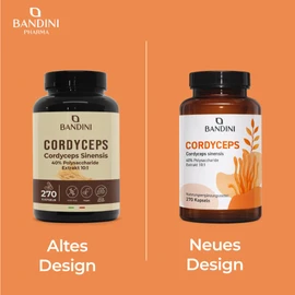 Bandini Cordyceps High Dose Capsules | Pack of 270 - 1950 mg Daily (Medicinal Mushroom Extract 10:1 CS4) + 40% Bioactive Polysaccharides - 3 Soft Capsules/Day for a 3-Month Supply