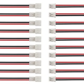 20 pares de conectores JST-PH de 2 pines, conector macho y hembra, 2,0 mm, 26 AWG, 20 cm