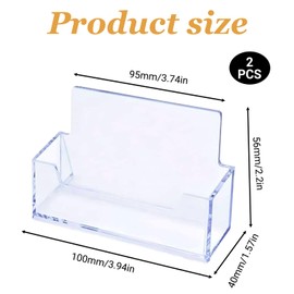 Clear Acrylic Business Card Holder Stand - 2Pcs Display Stand for Office & Home Use