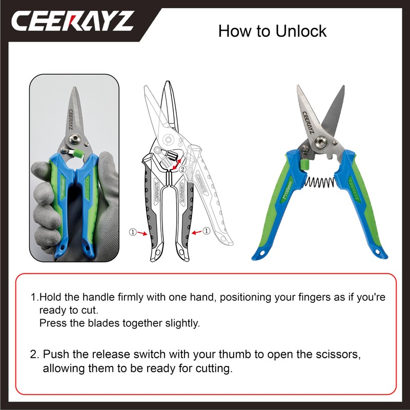 CEERAYZ 185mm Scissors All Purpose Heavy Duty, Garden Shears, Scissors