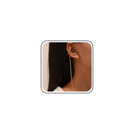 Andelaisi Boho Clip Cuff Earrings Gold Long Tassel Dangle Earrings Vintage Cartilage Clip Tassel Drop Earrings Minimalist Earrings Jewelry for Women