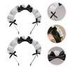 2Pc Black Women Girls Lolita Headband Lace Bow Hair Band