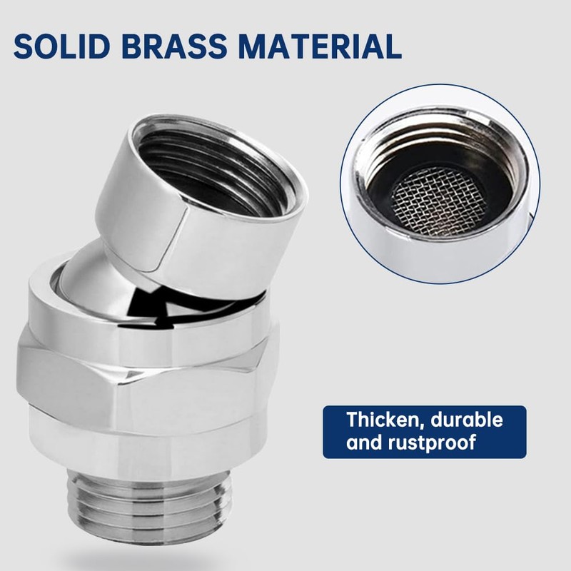 Shower Head Swivel Ball Adapter,Solid Brass Universal Shower Head Connector,Shower
