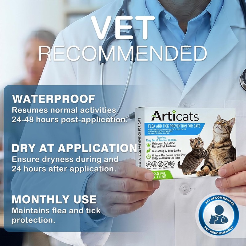 Cat Flea & Tick Care Drops, Easy-Apply Topical Formula for