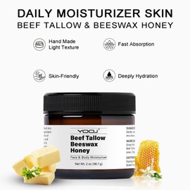 Beef Tallow and Honey Face Moisturizer for Face & Body - Organic Beef Tallow Moisturizer with Tallow and Beeswax & Honey, Beef Tallow for Skin Intensive Hydration - Vitamins(B1, A, D E & K) 2oz