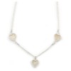 Avalaya Mother of Pearl Triple Heart Necklace In Silver Tone