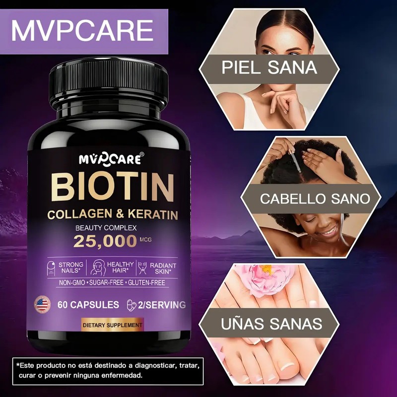Biotin Collagen Complex , Contiene Biotina Acido Hialuronico, Keratin ,Collagen