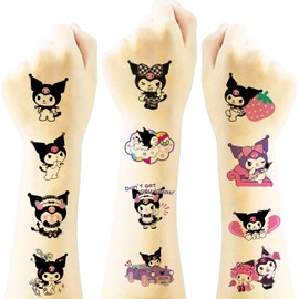 40pcs Kuro-mi Temporary Tattoos for Girls,Birthday Themed Party Supplies Decoration Favors Cartoon Sticker for Kids Boys Home Activity Class Prizes Carnival Christmas Rewards