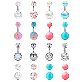 MODRSA Small Belly Button Ring Short Belly Button Ring Short Bar Belly Button Rings 6mm 1/4" 14gauge