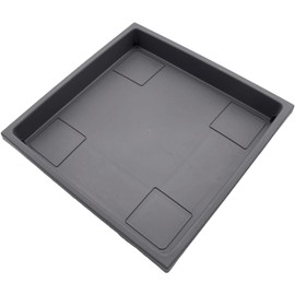 The HC Companies 14 Inch Accent Square Plastic Plant Saucer - Indoor Outdoor Plant Trays for Pots - 14"x14"x1.8", Warm Gray
