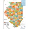 Illinois Counties Map - Standard - 36" x 47.5" Laminated