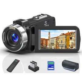 GTYOLOR 8K Video Camera Camcorder, 64MP IR Night Vision Vlogging Camera,18X Zoom 3.0“ LCD Flip Touch Screen for YouTube with WiFi, 64G SD Card, Remote Control, 4500mAh Battery and Mic