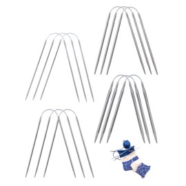 ZITFRI Circular Knitting Needles Set Stainless Steel 21 cm 12 Pieces Knitting Needles Beginner Set with 4 Sizes 2 mm 2.5 mm 3 mm 4 mm, Crochet Hook Set Crochet Hooks Yarn Needles