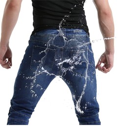 Takuey 2019 Waterproof Men Motorcycle Riding Pants Motocross Racing Jeans With 4 X Knee Hip Pads (XXL, Blue)