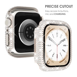 KADES 𝟭𝟬-𝗣𝗔𝗖𝗞 Compatible with iWatch Accessories with Built-in Tempered Glass Screen Protector Bling Crystal Diamond Rhinestone Full Protective Bumper Cover for Women,38mm