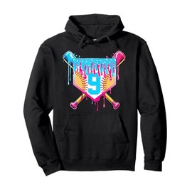 9th Birthday Softball Ice Cream Drip 9 Years Boy Girl Gift Pullover Hoodie