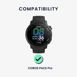 kwmobile Strap Compatible with COROS PACE Pro Strap - Replacement Silicone Watch Band - Black/Green