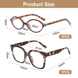 1 x oval glasses and 1 x square glasses, retro glasses, anti-blue light glasses, fashion glasses, computer glasses